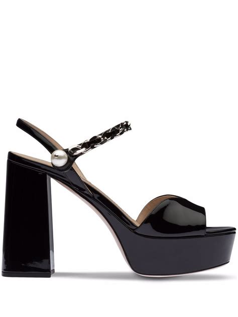 miu miu black patent sandals|Miu Miu.